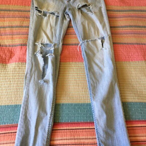 TOMMY GIRL 28 Ripped Skinny Jeans Raw Hem Pants - Picture 2 of 8